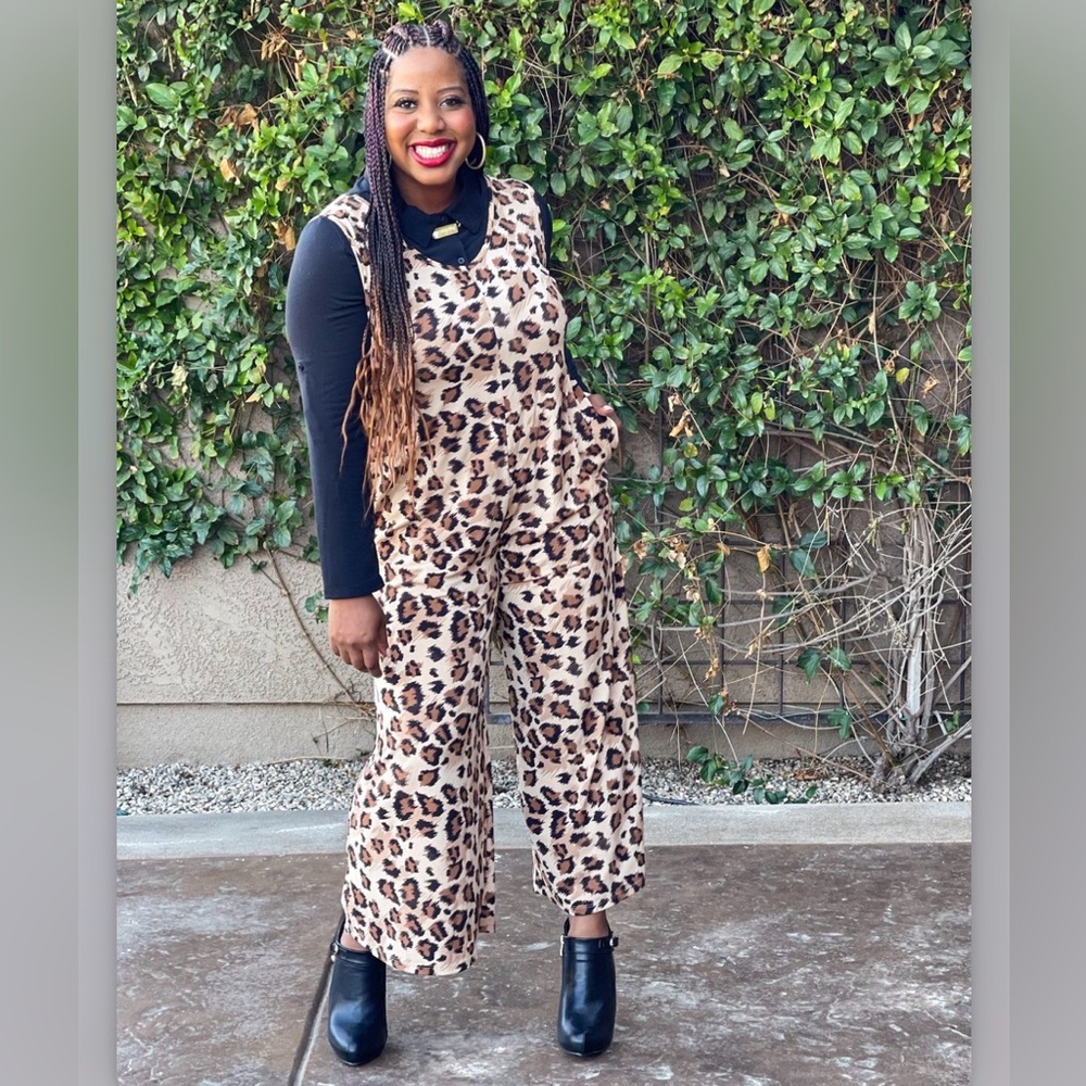❌SOLD❌ Leopard Print Sleeveless Jumpsuit - Brown & Black